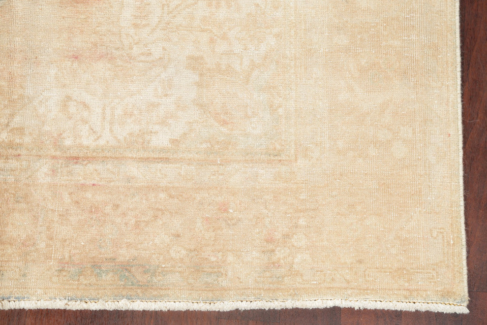 Consigned, Vintage-Style Faded Handmade Persian Wool Area Rug, Beige, 6x10