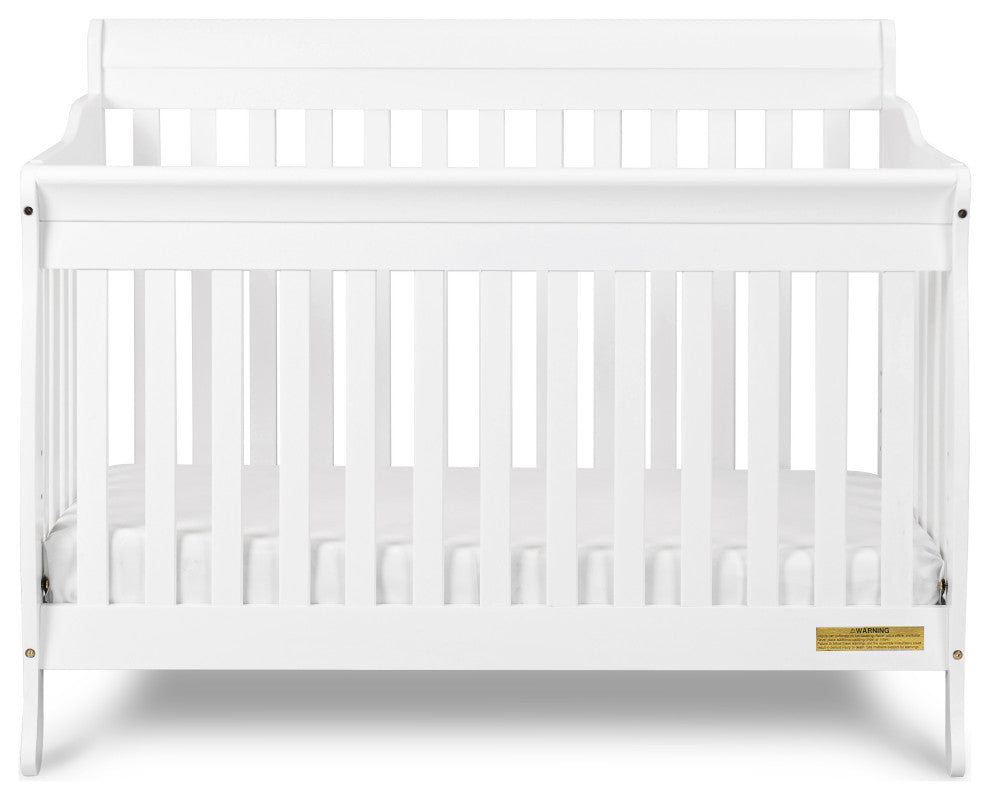 Baby Mile Eve 4-in-1 Convertible Crib With Guardrail, White