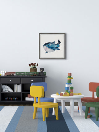 "Chubby Dolphin" Framed Painting Print, 24x24