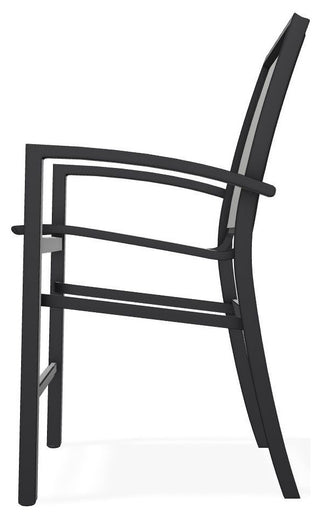 Kendall Sling Balcony Height Stackable Outdoor Stool, Alloy/Black