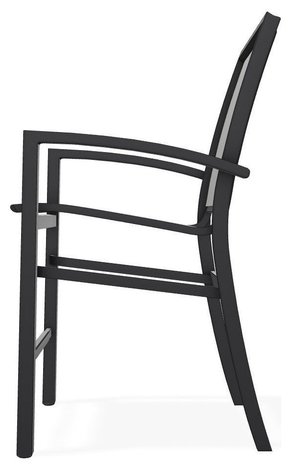 Kendall Sling Balcony Height Stackable Outdoor Stool, Alloy/Black