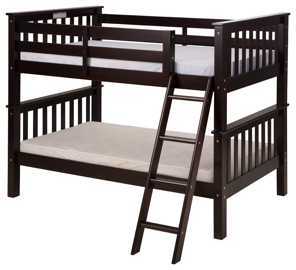 Santa Fe Mission Low Bunk Bed Twin Over Twin, Angle Ladder, Cappuccino