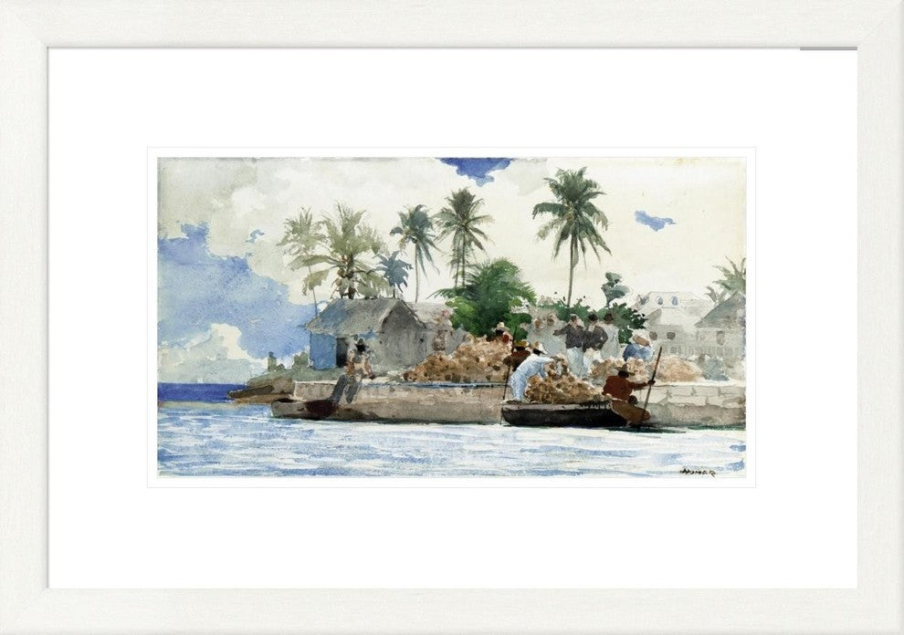 "Sponge Fishermen, Bahamas" Framed Digital Print by Winslow Homer, 25x17"