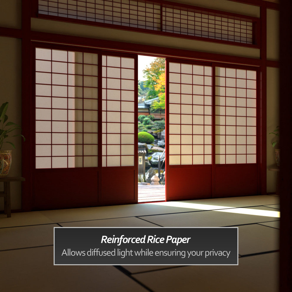 7' Tall Zen Shoji Sliding Door Kit, Rosewood