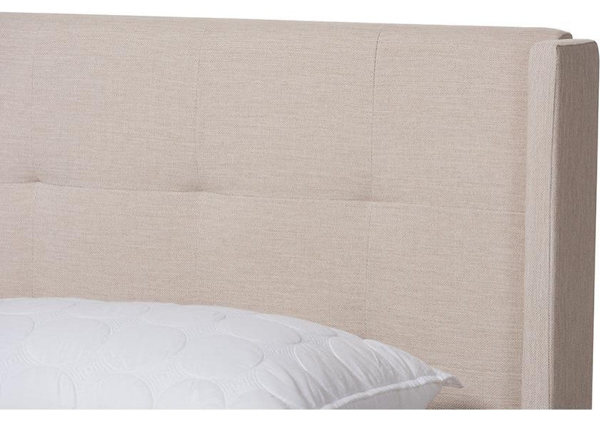 Lisette Modern and Contemporary Beige Fabric Upholstered King Size Bed