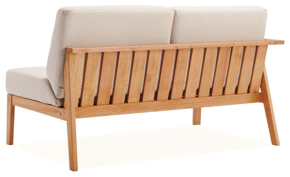 Lounge Sectional Sofa Chair Set, Wood, Brown Natural Taupe Gray, Modern, Outdoor