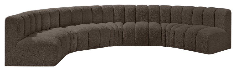 Arc Boucle Fabric Upholstered 7-Pc. U-Shaped Modular Sectional, Brown