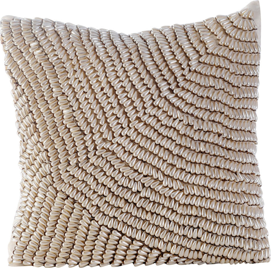 Ivory Decorative Pillow Shams 24"x24" Silk, Pearl Dance