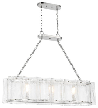 Genry 3-Light Linear Chandelier, Matte Black, Polished Nickel