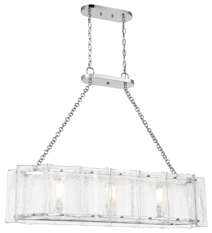 Genry 3-Light Linear Chandelier, Matte Black, Polished Nickel