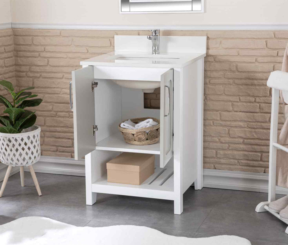 Florin Collection 24" Bathroom Vanity With Sink, Mirror, Countertop, Gray
