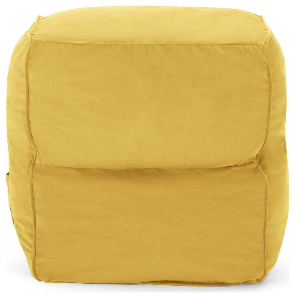 Caraway Modern Velvet Bean Bag Chair, Yellow