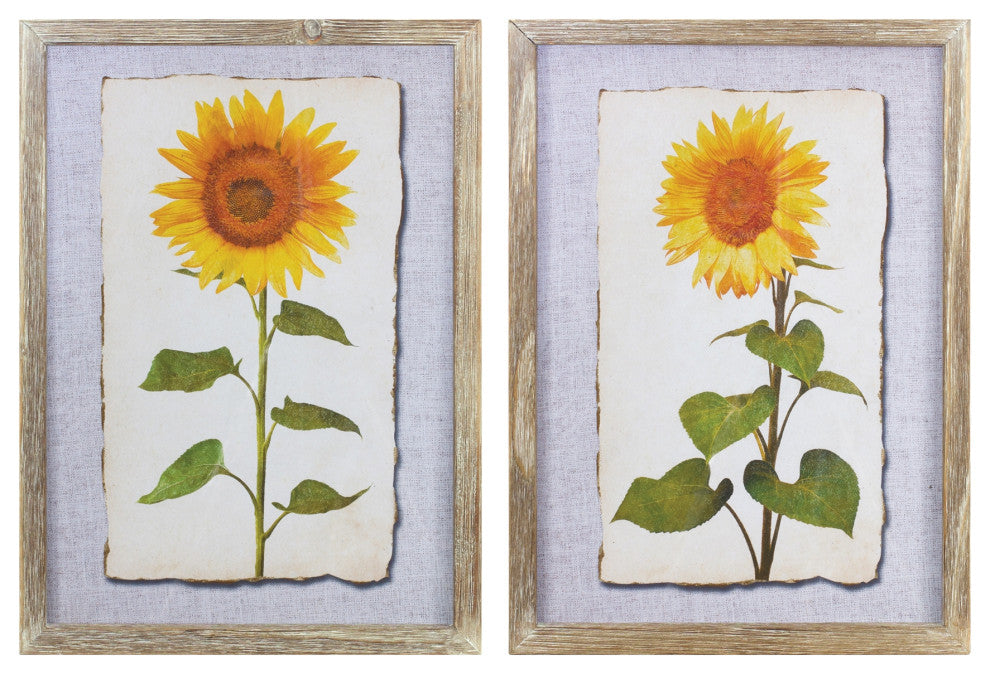 Framed Sunflower Print, 2-Piece Set