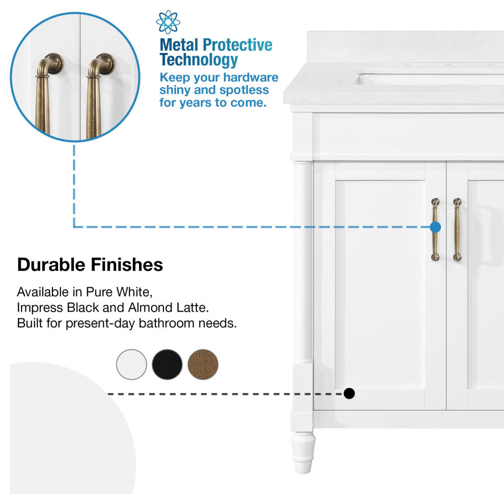 OVE Decors Salisbury Bathroom Vanity, White, 60 in