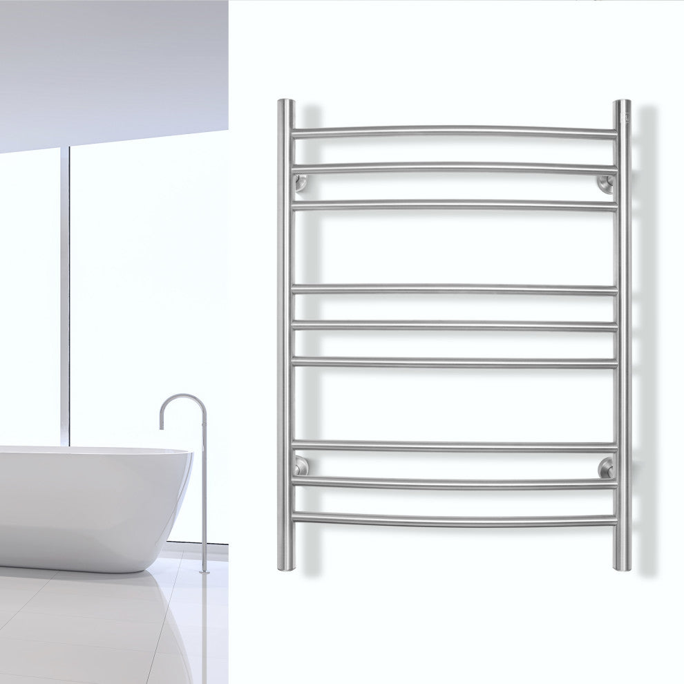 Riviera Towel Warmer, Brushed, Dual Connection, 9 Bars
