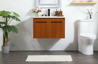 Phoebe Single Bathroom Vanity, Teak, 30", Without Backsplash
