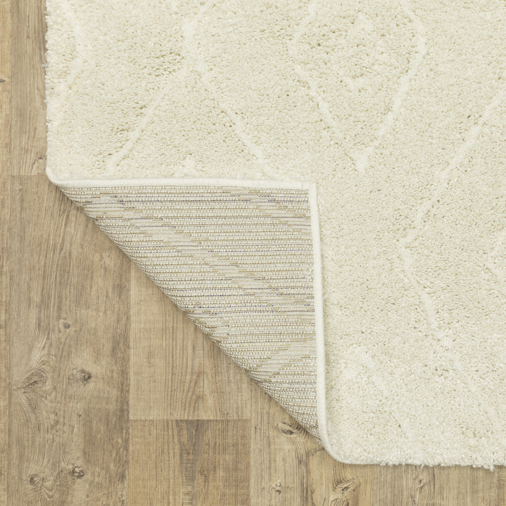Langdon Diamond Shadows Solid Beige Area Rug, 5'3" X 7'6"