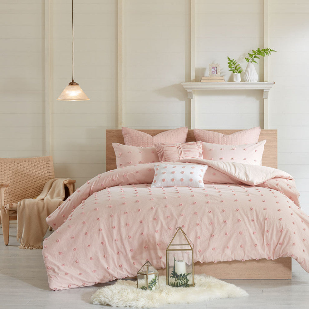 Urban Habitat Brooklyn Pom-Pom 7-Piece Duvet Cover Set, Pink