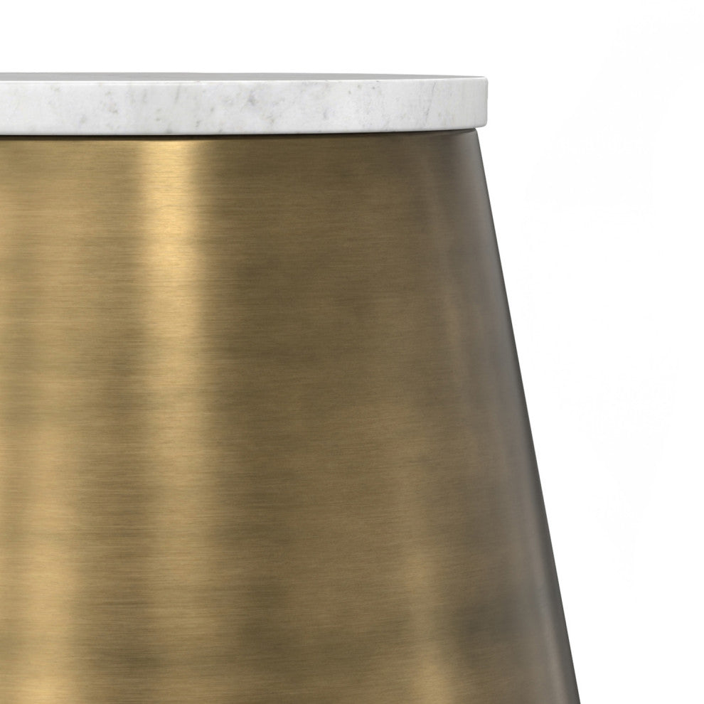 Benning Side Table, White /Antique Brass