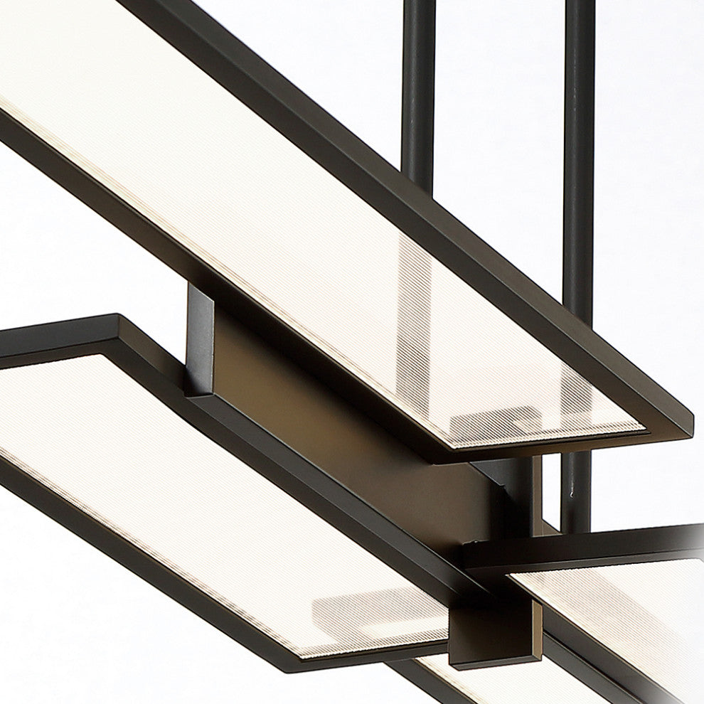 1 Light Contemporary Large Chandeliers, Matte Black