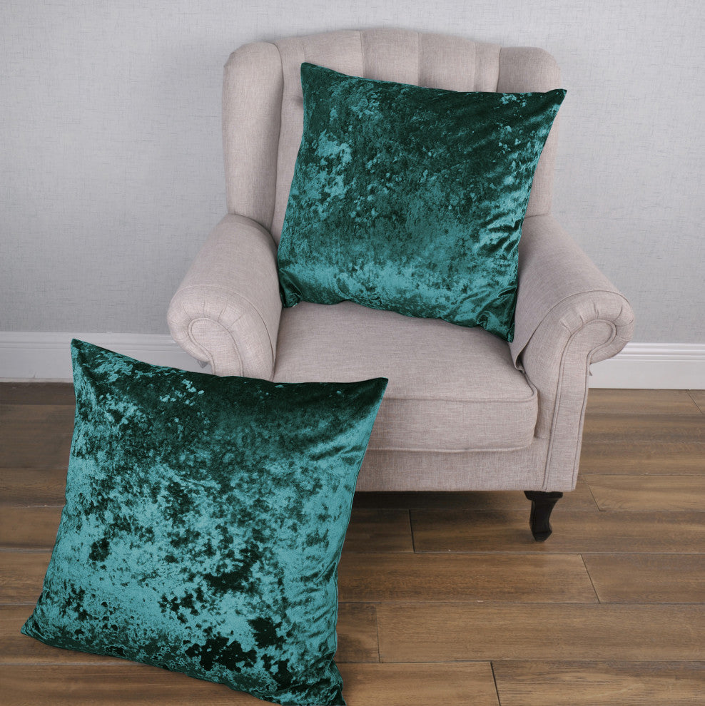 Crushed Velvet Pillow Cover 2 Piece Set, Sapphire, 26" X 26"