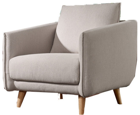34" Beige Fabric Foam and Wood Sofa Set