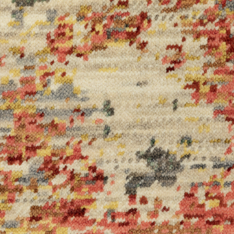 Saturn Pixelated Abstract Beige/Pink Wool Blend Area Rug 2' x 3'