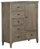6 Drawers And 1 Door Wooden Armoire with, Wire-Brushed Warm Gray