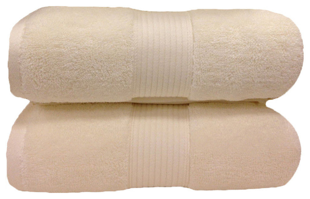 Plush 2PC Soft 100% Cotton Bath Sheets, Ivory