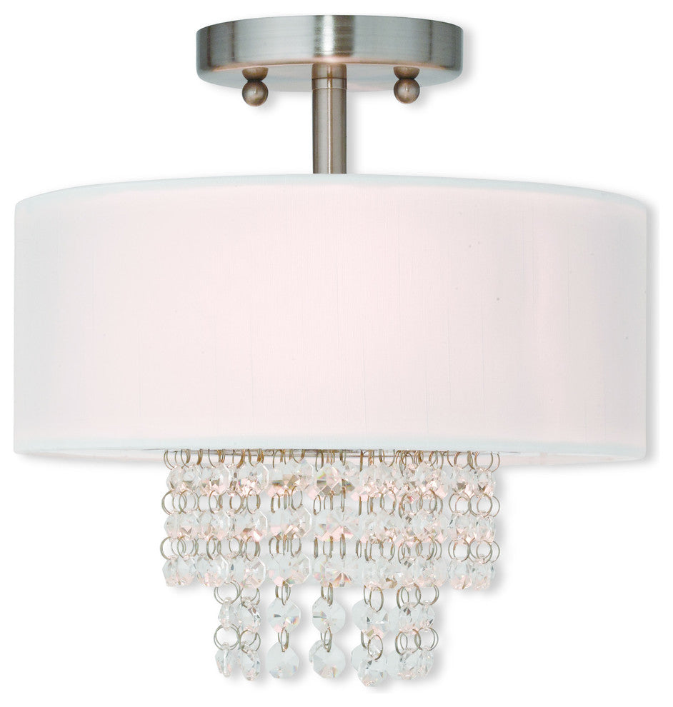 Livex 51025-91 2 Light Brushed Nickel Ceiling Mount, Brushed Nickel