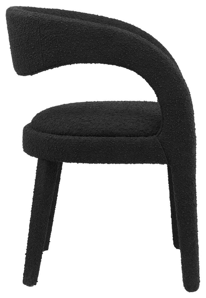 Pinnacle Boucle Upholstered Dining Chair Set of 2, Black