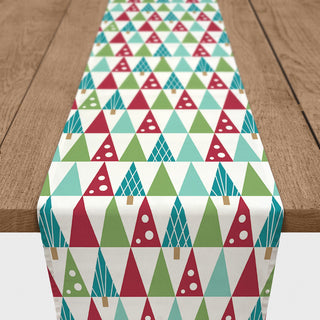 Midcentury Modern Christmas Tree Pattern Table Runner, 16"x90"