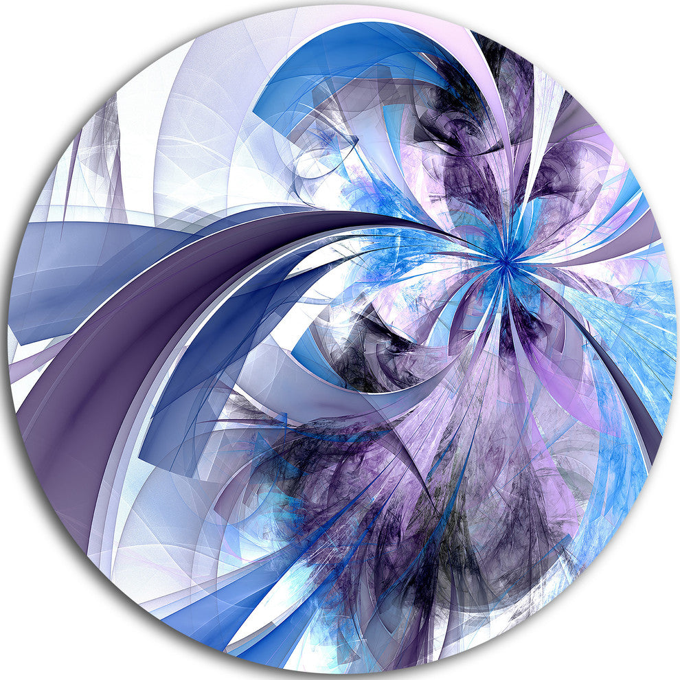 Purple And Blue Symmetrical Fractal Flower, Floral Disc Artwork, 11"