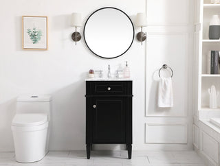 Home Living Vanity with Carrara White Marble Countertop, Black, 21", Single Sink