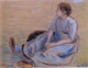 Camille Pissarro Woman Sitting on the Floor, Gallery Wrapped Canvas, 21"x28"