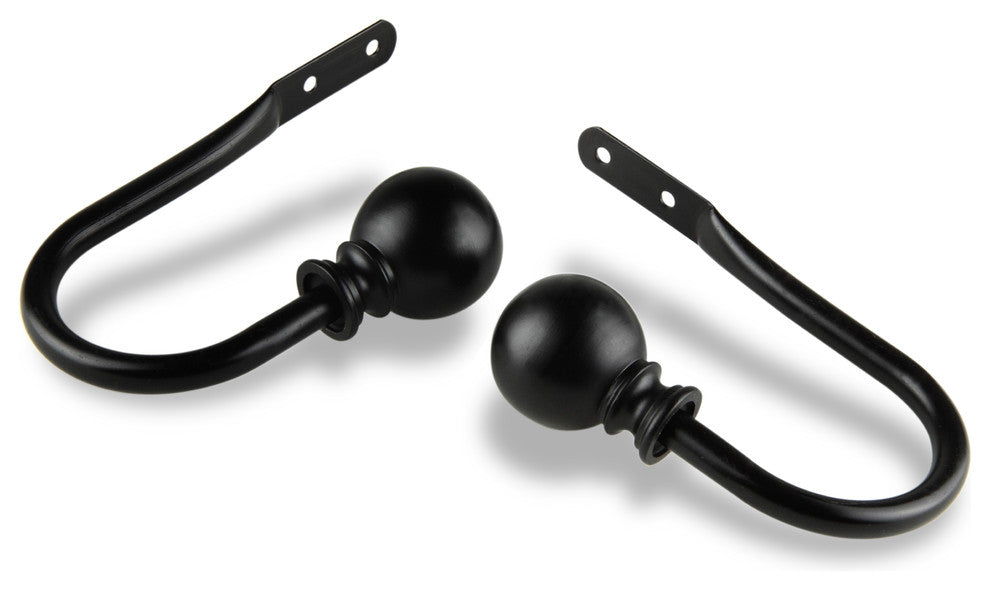 Luna Curtain Rod Holdback, Set of 2, Black