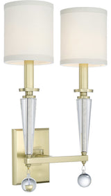 Crystorama 8102-AG, 2-Light Wall Mount, Aged Brass