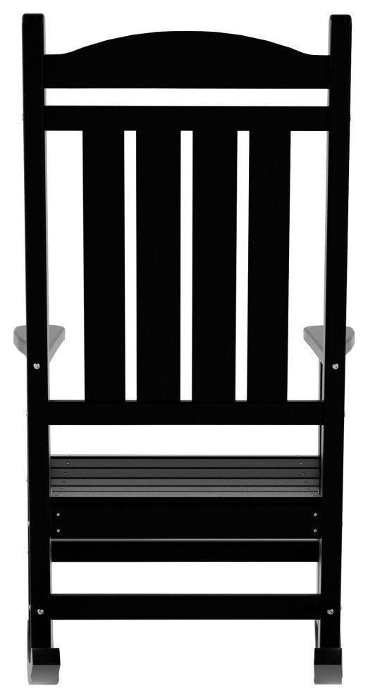 WestinTrends 2PC Outdoor Patio HDPE Adirondack Porch Rocking Chair Set, Black