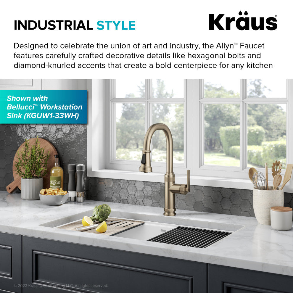 Sellette Pull-Down Kitchen Faucet, Spot Free Antique Champagne Bronze