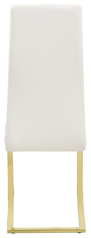 Set of 4 Dining Side Chair, White and Rustic Brass