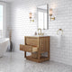 Oakman Marble Top Vanity in Mango Wood with Faucet, 30, Vanity With Satin Gold Faucet