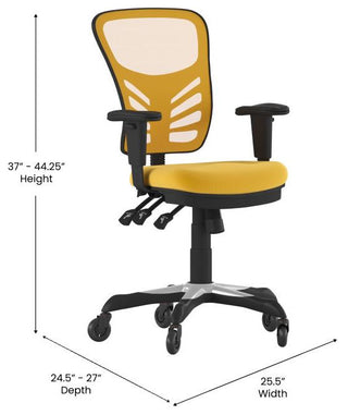Nicholas Mid-Back Multifunction Ergonomic Office Chair-Yellow-Orange