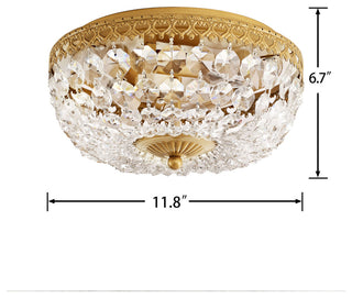 Jessica Brushed Brass 3-Light Crystal Basket Flush Mount