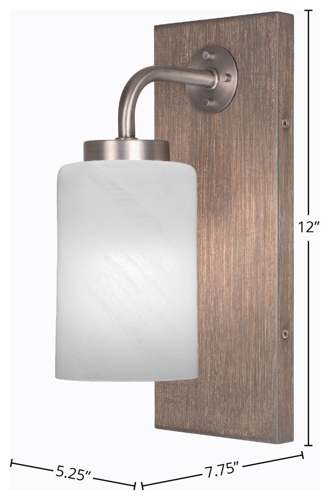 Oxbridge Wall Sconce, Graphite & Painted Distressed Metal, 4" White Marble