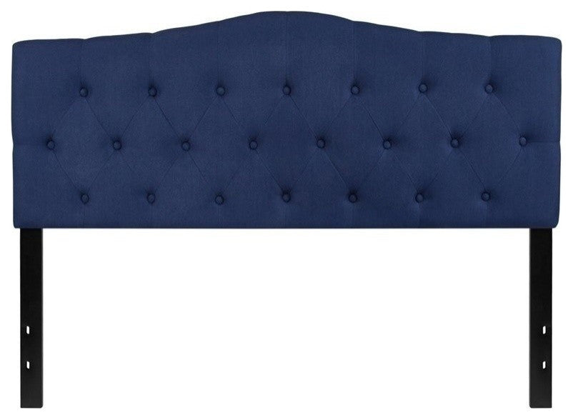 Cambridge Tufted Upholstered Queen Size Headboard in Navy Fabric