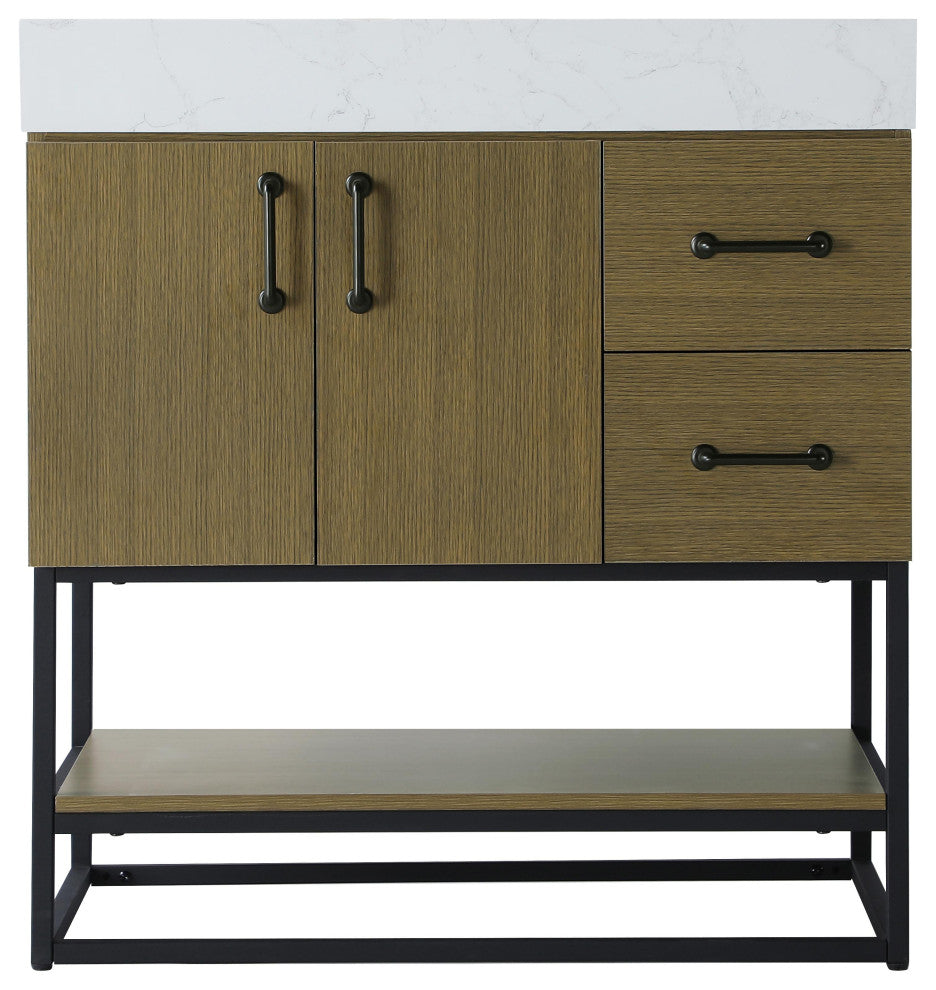 Home Living 32" Single Bathroom Vanity, Chestnut Brown