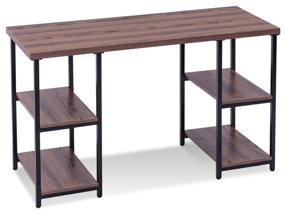 Modern Study Writing Computer Desk with 4 Storage Shelves