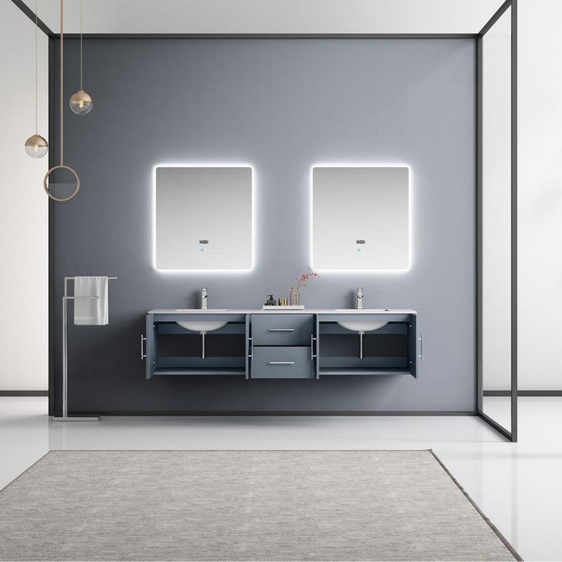Geneva Transitional Dark Grey 80" Double Vanity Set