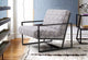 Geometric Pattern Fabric Upholstered Accent Chair with Metal Sled Base, Black