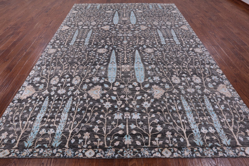 9' 0" X 12' 4" Persian Ziegler Wool and Silk Hand Knotted Rug Q11806